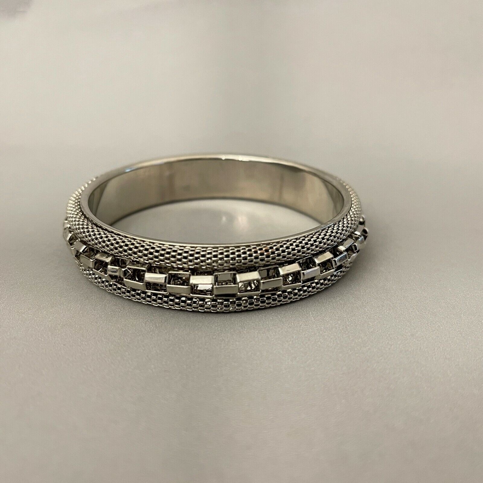 Graziano Silver-Tone Fashion Bangle Bracelet